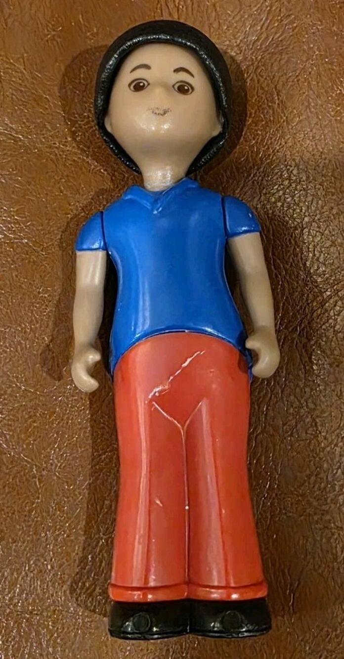 5.5 Inch Vtg African American Little Tikes Dad Blue Shirt Red Pants Doll